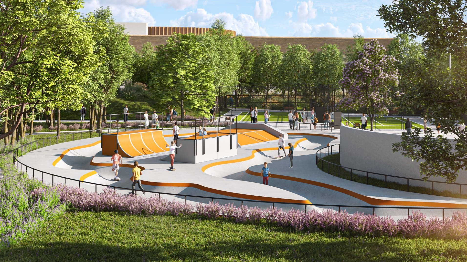 Skatepark und Spielbereich