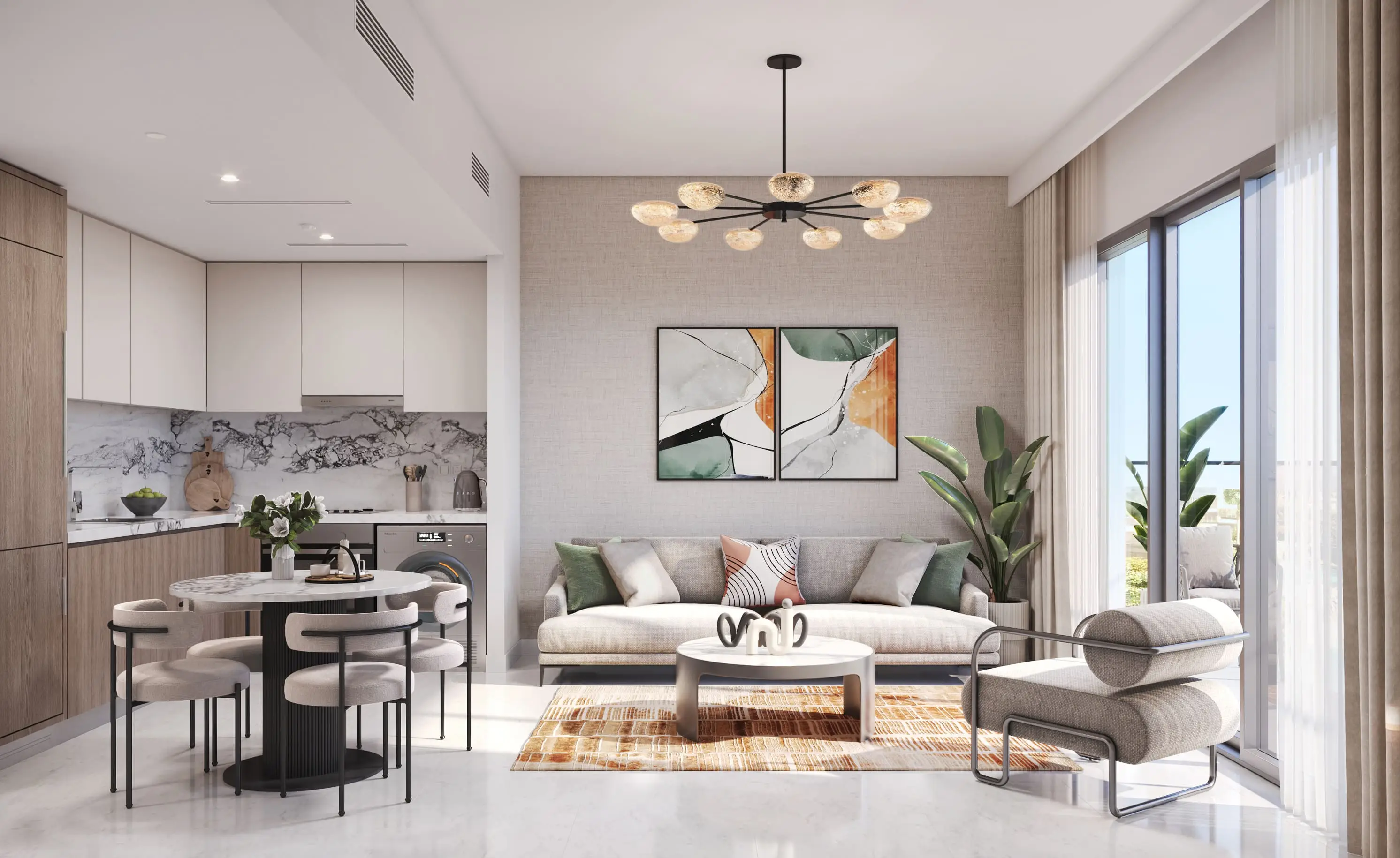 Beach Oasis 2 Тower A - Living Room Interior | Azizi Developments