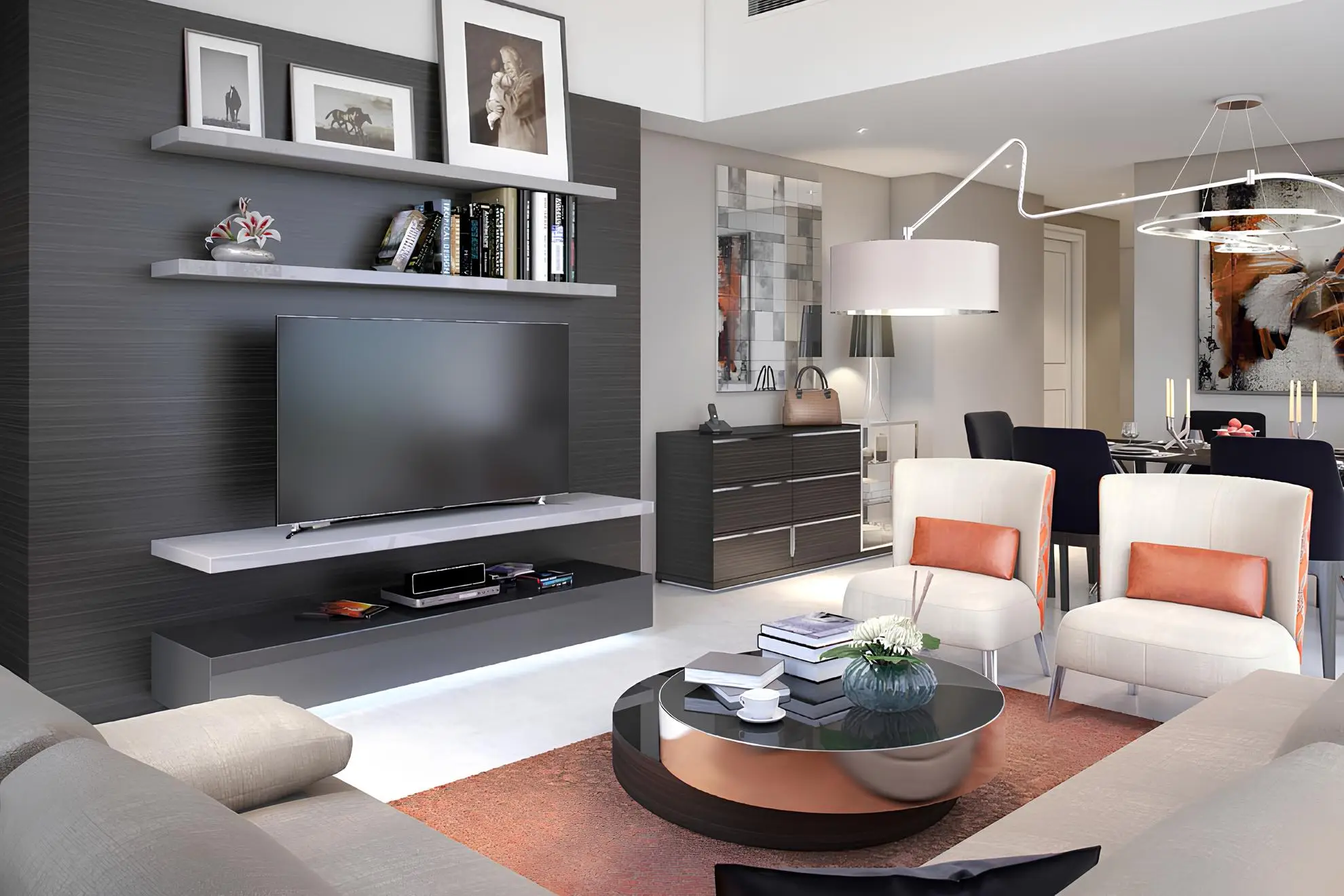 Merano Tower - Living Room Interior | DAMAC Properties