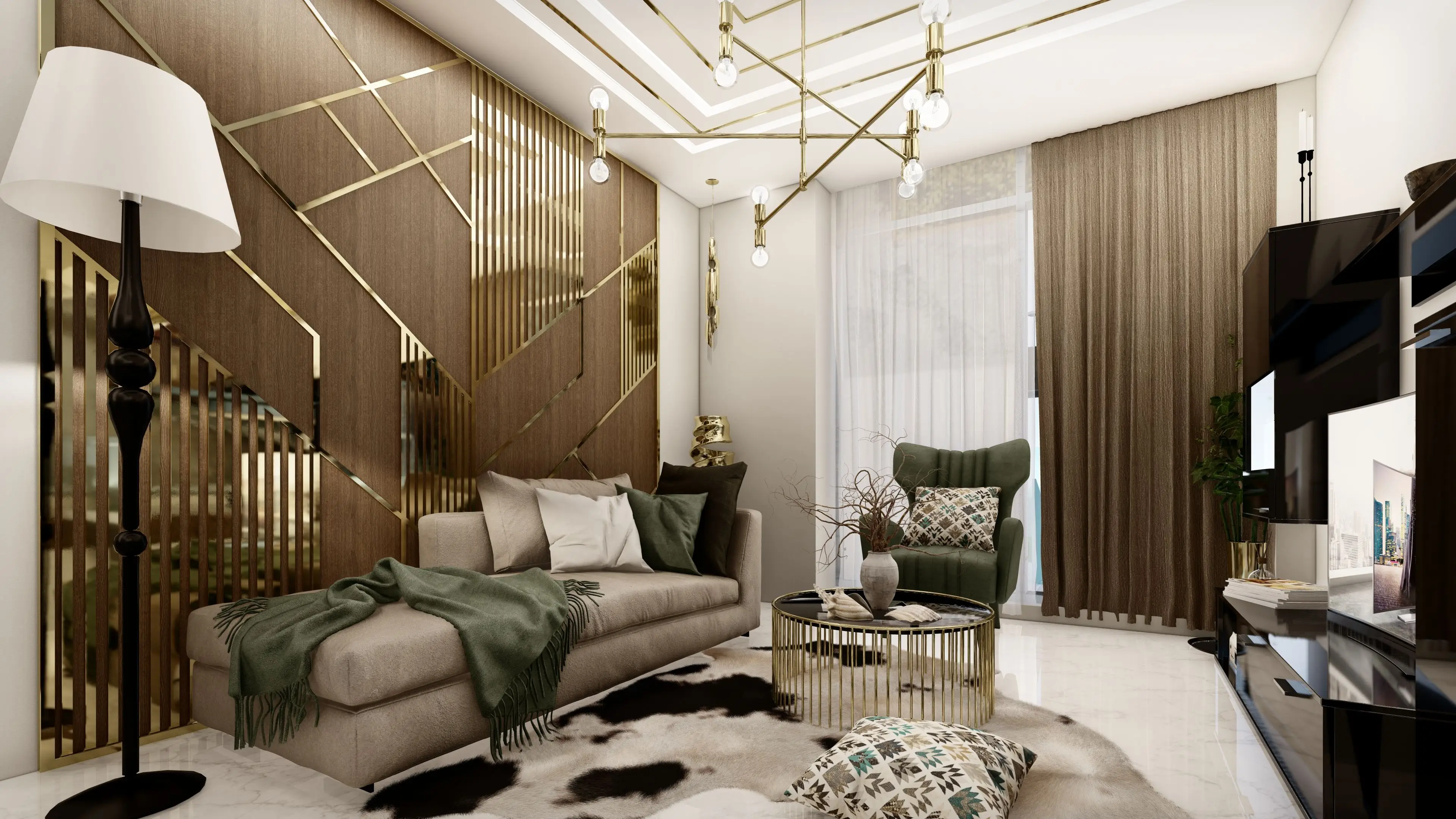 Waves - Living Room Interior | Samana Developers