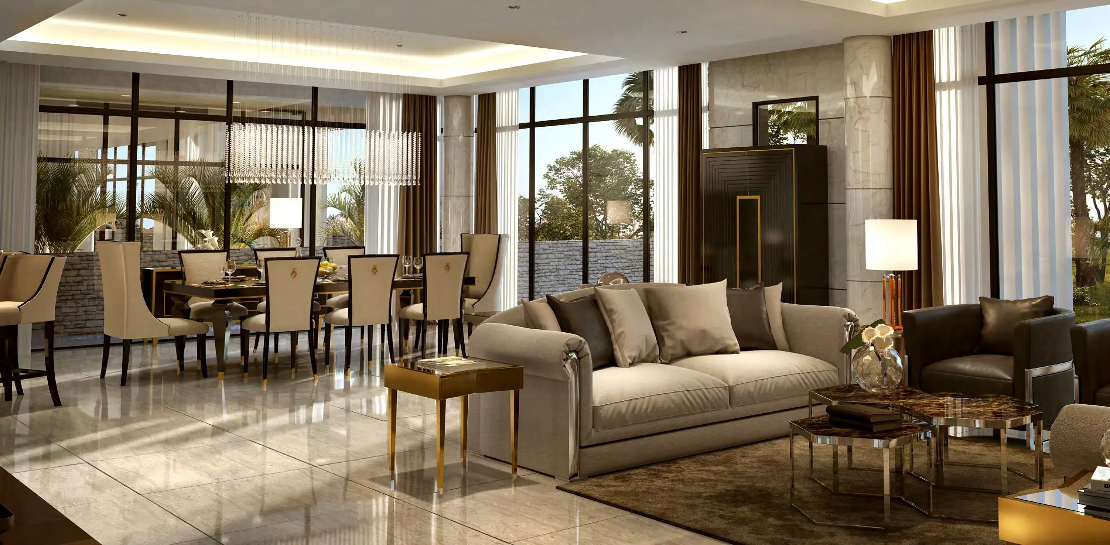 BelAir at The Trump Estates - Living Room Interior | DAMAC Properties