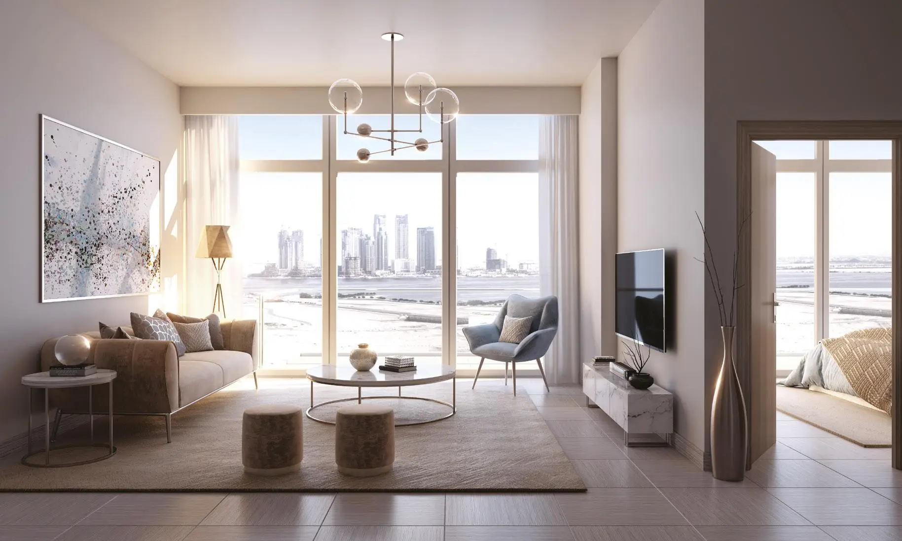 Creek Views 2 - Living Room Interior | Azizi Developments