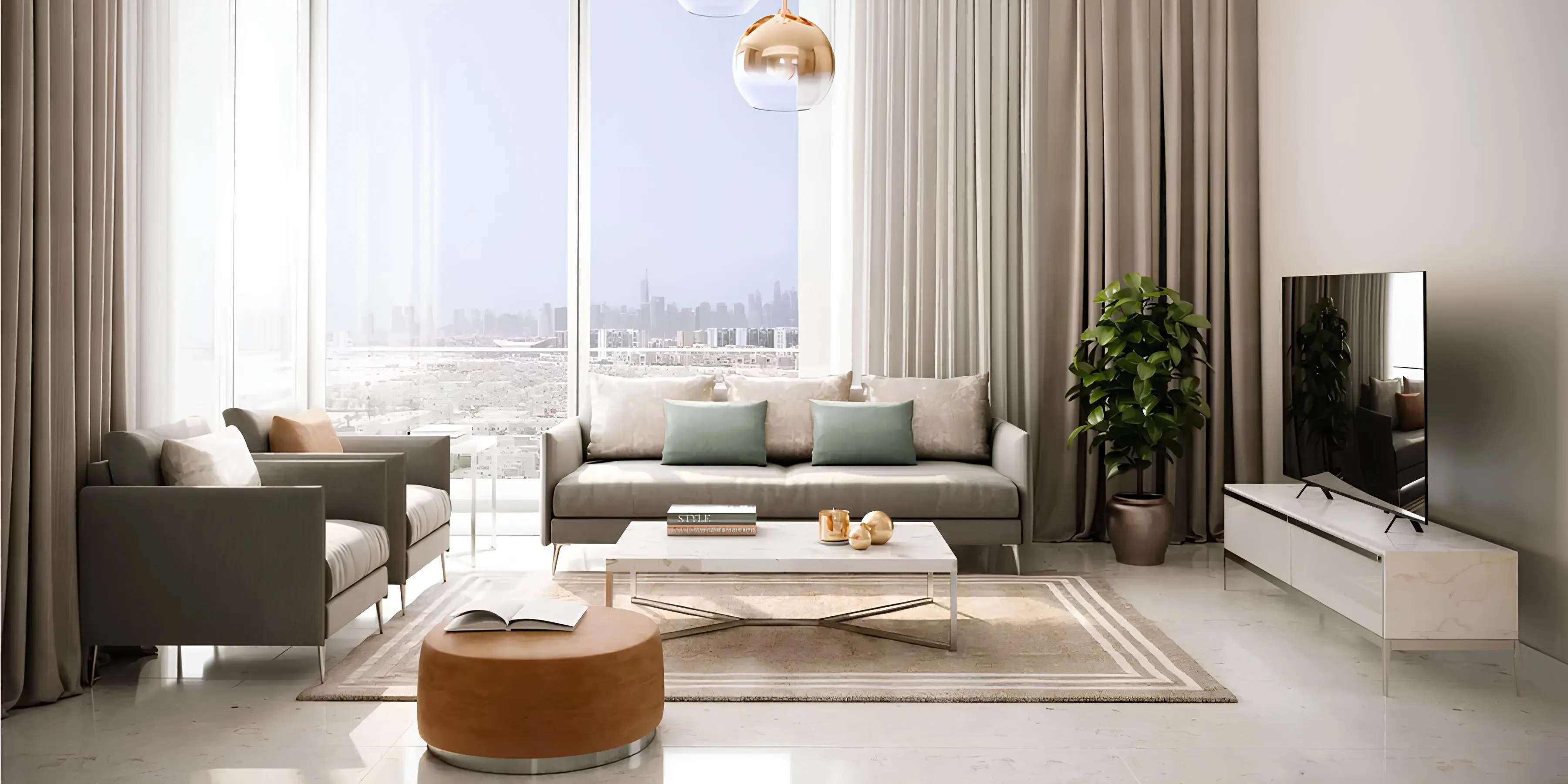 Pearl - Living Room Interior | Azizi Developments