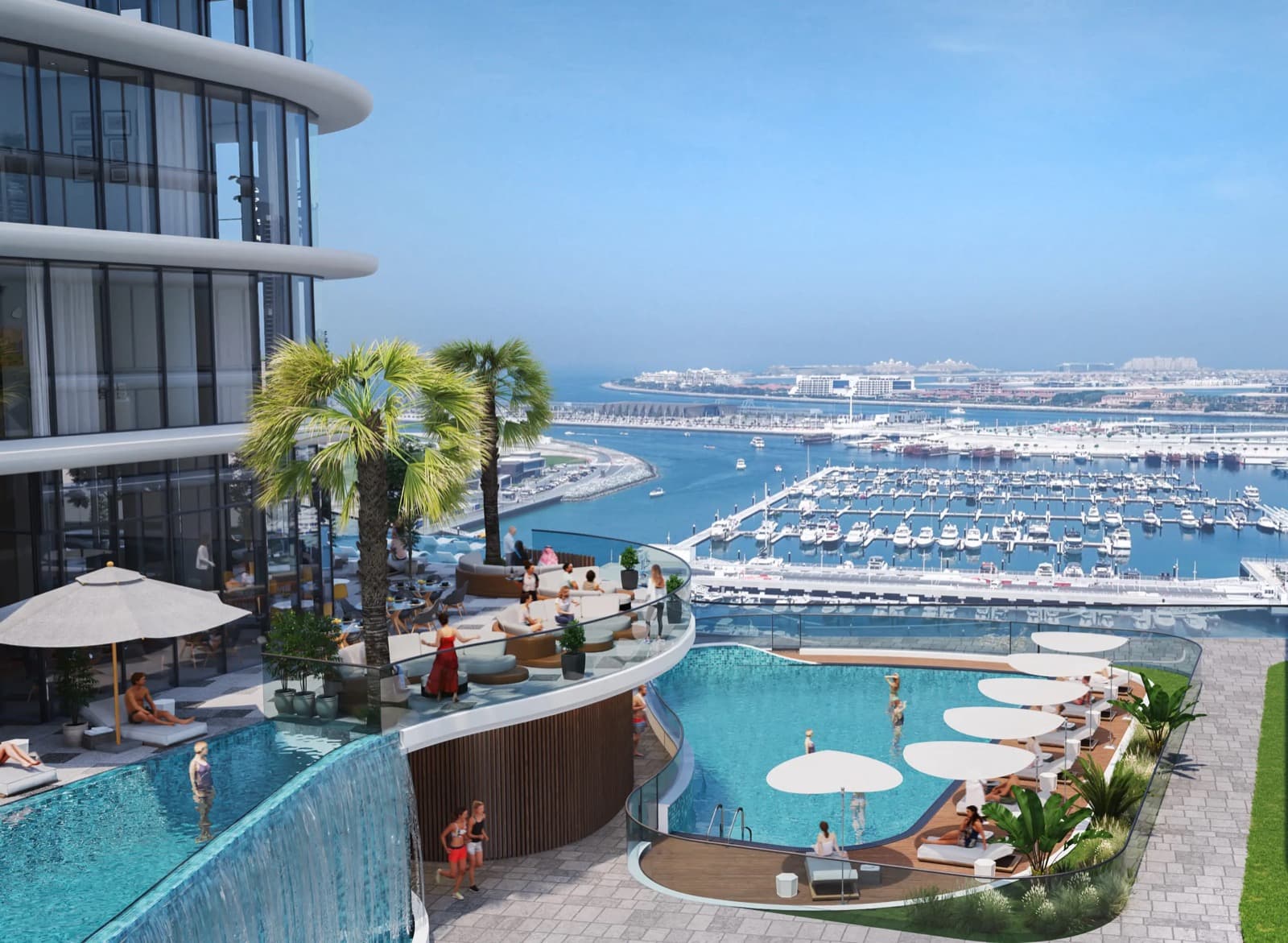 Marina — 705 berths in the Dubai Harbour marina, for yachts up to 160 metres.