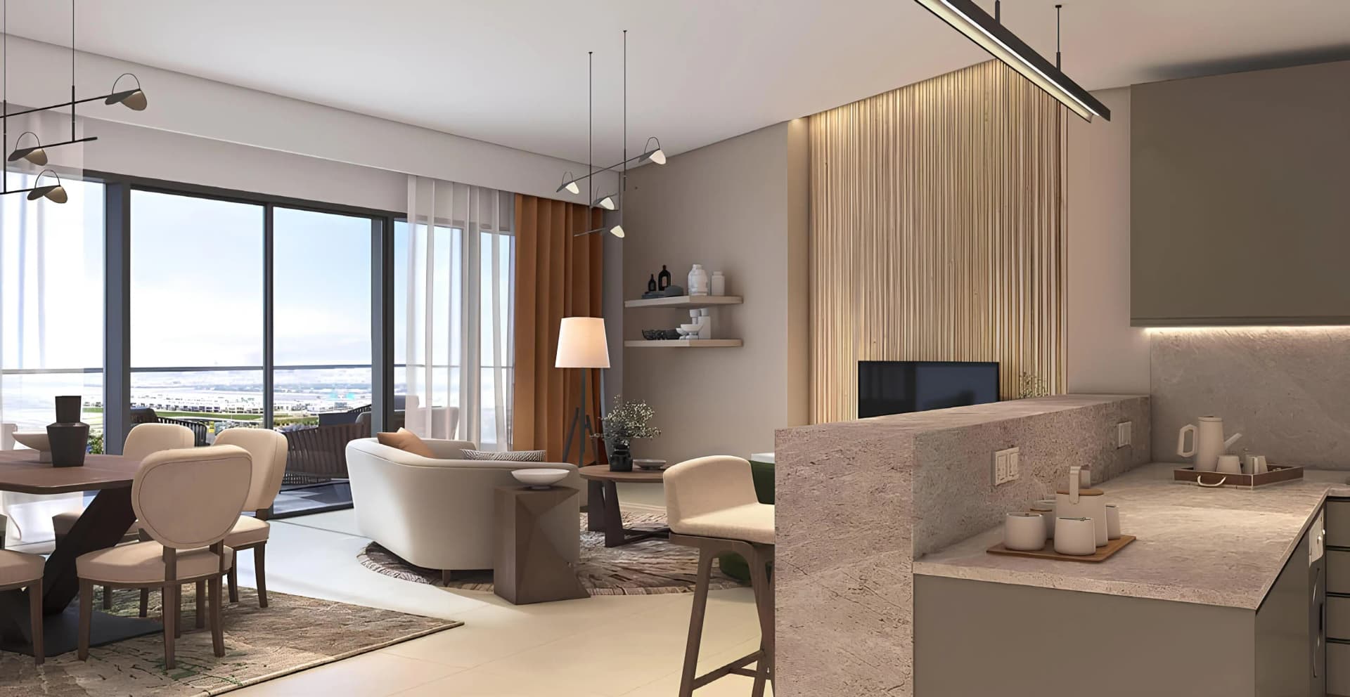 Golf Greens 2A - Living Room Interior | DAMAC Properties