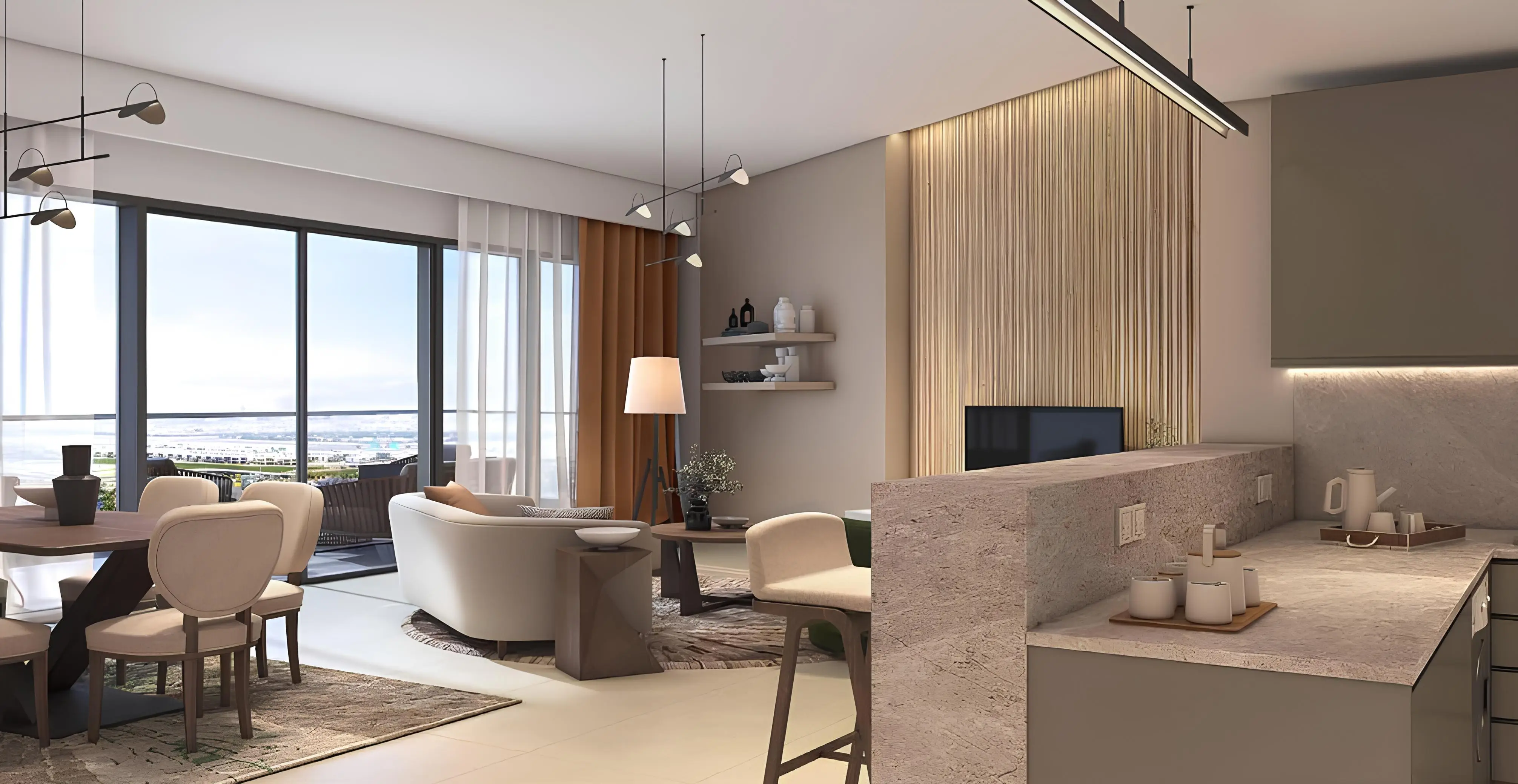 Golf Greens 2A - Living Room Interior | DAMAC Properties