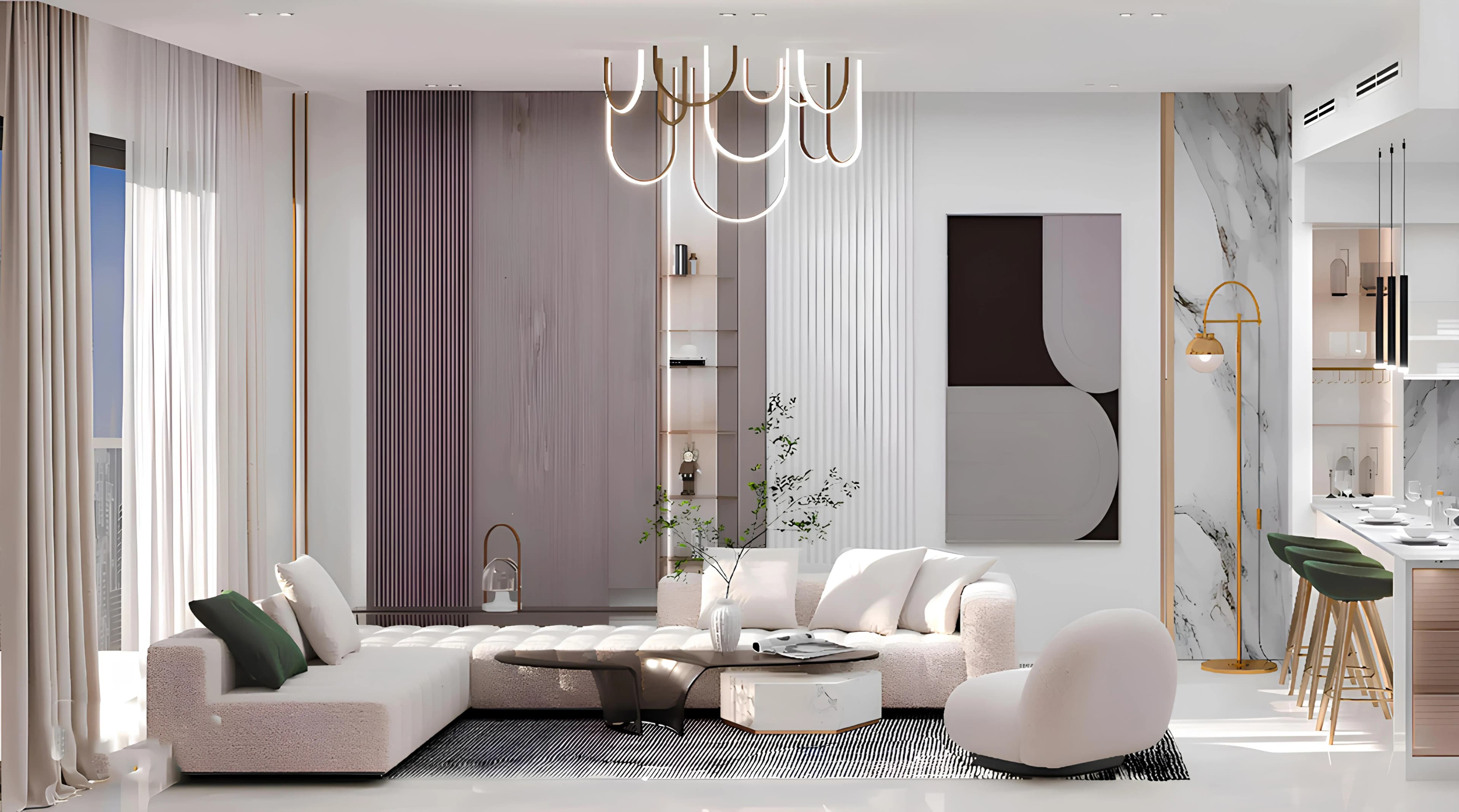 Binghatti Crest - Living Room Interior | Binghatti Developers