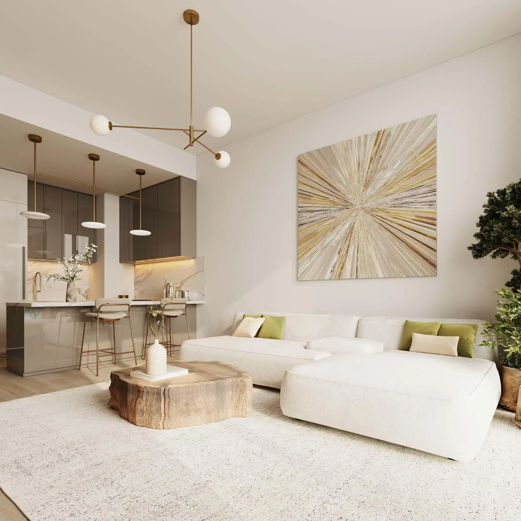 Riviera Beachfront - Living Room Interior | Azizi Developments