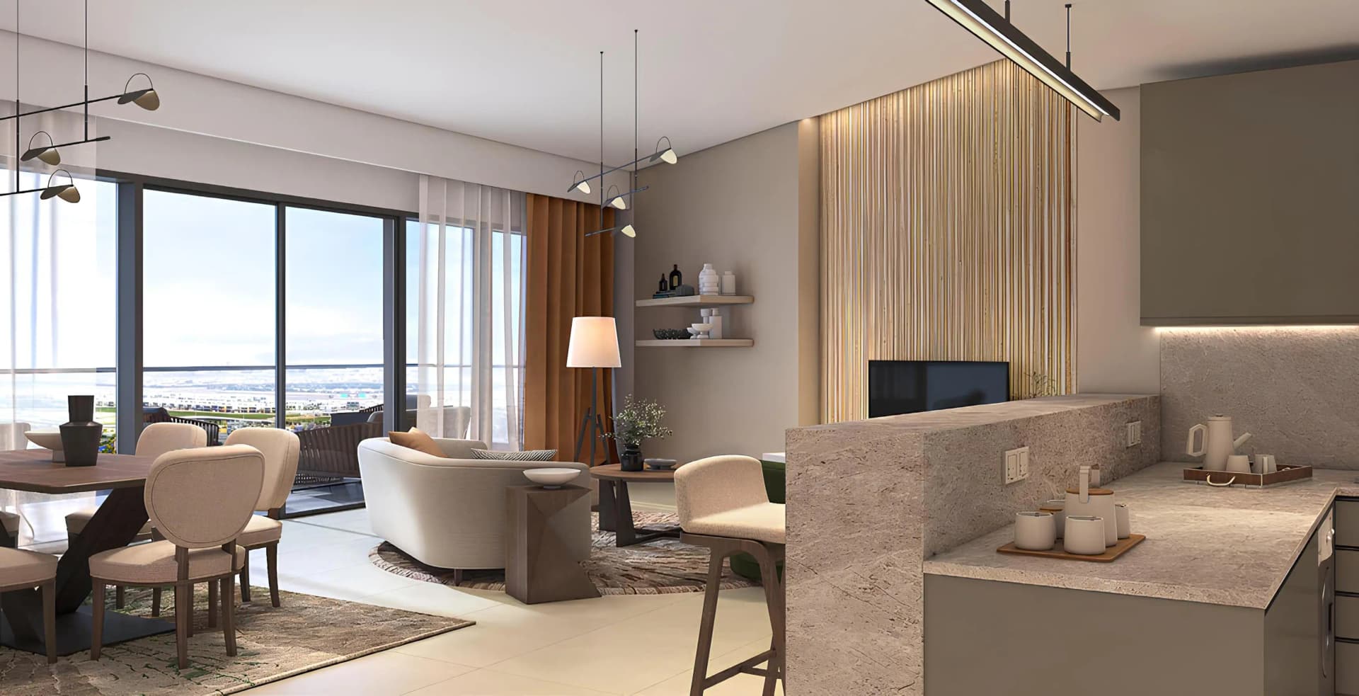 Golf Gate 2 - Living Room Interior | DAMAC Properties