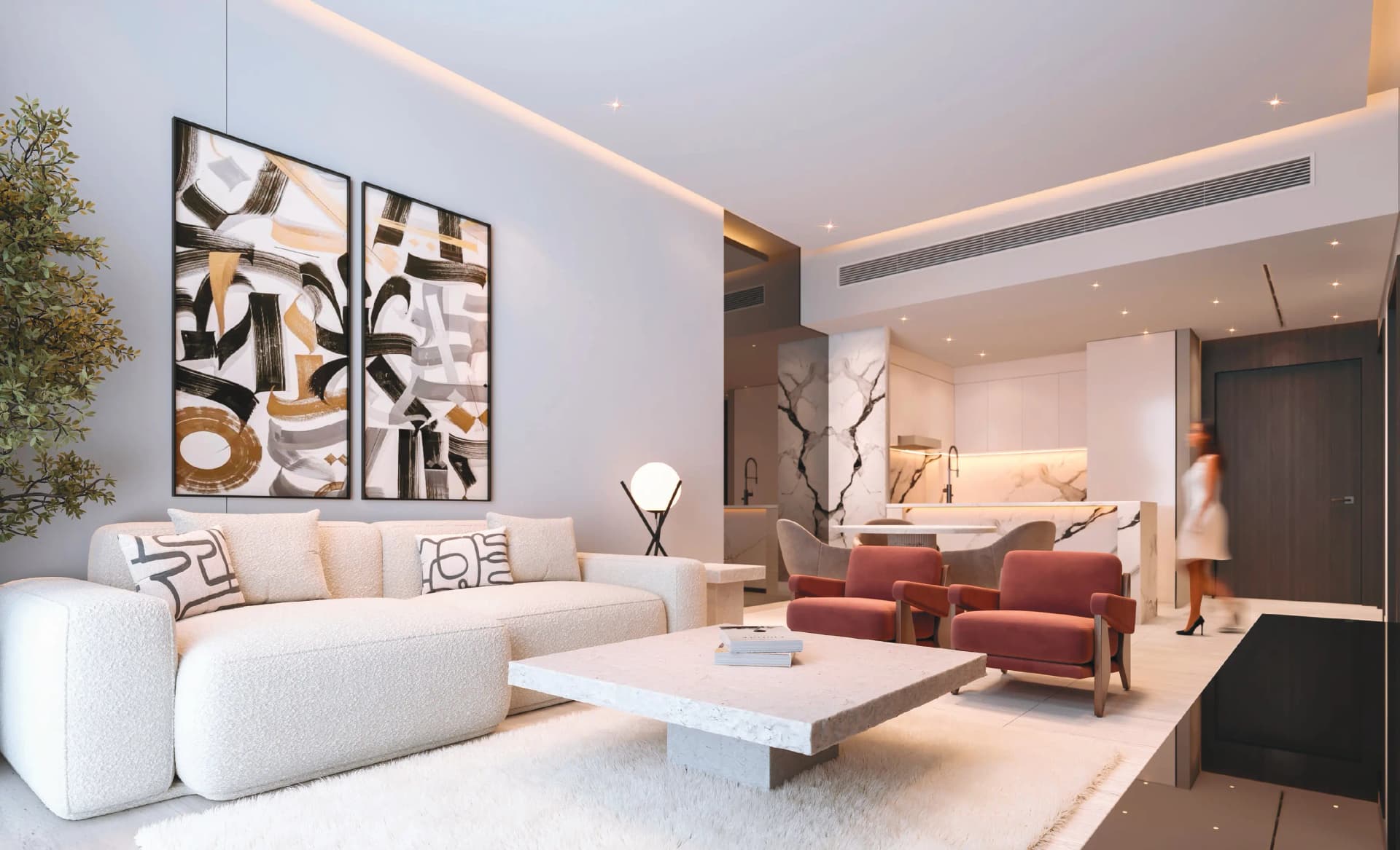 Al Ghaf Tower - Living Room Interior | Tiger Group