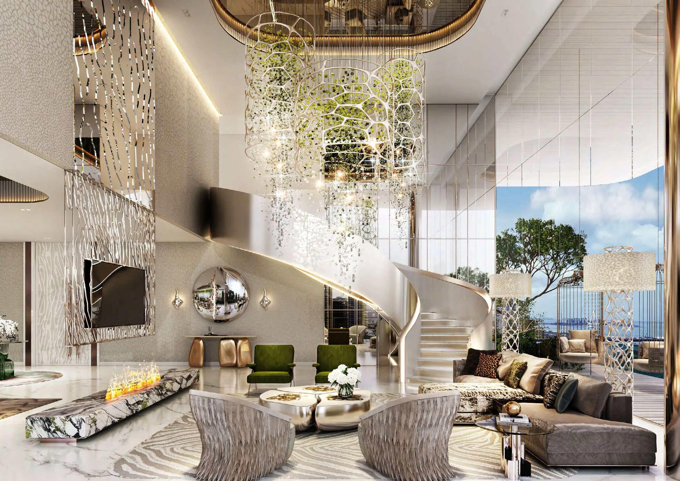 Bay 2 by Cavalli - Living Room Interior | DAMAC Properties