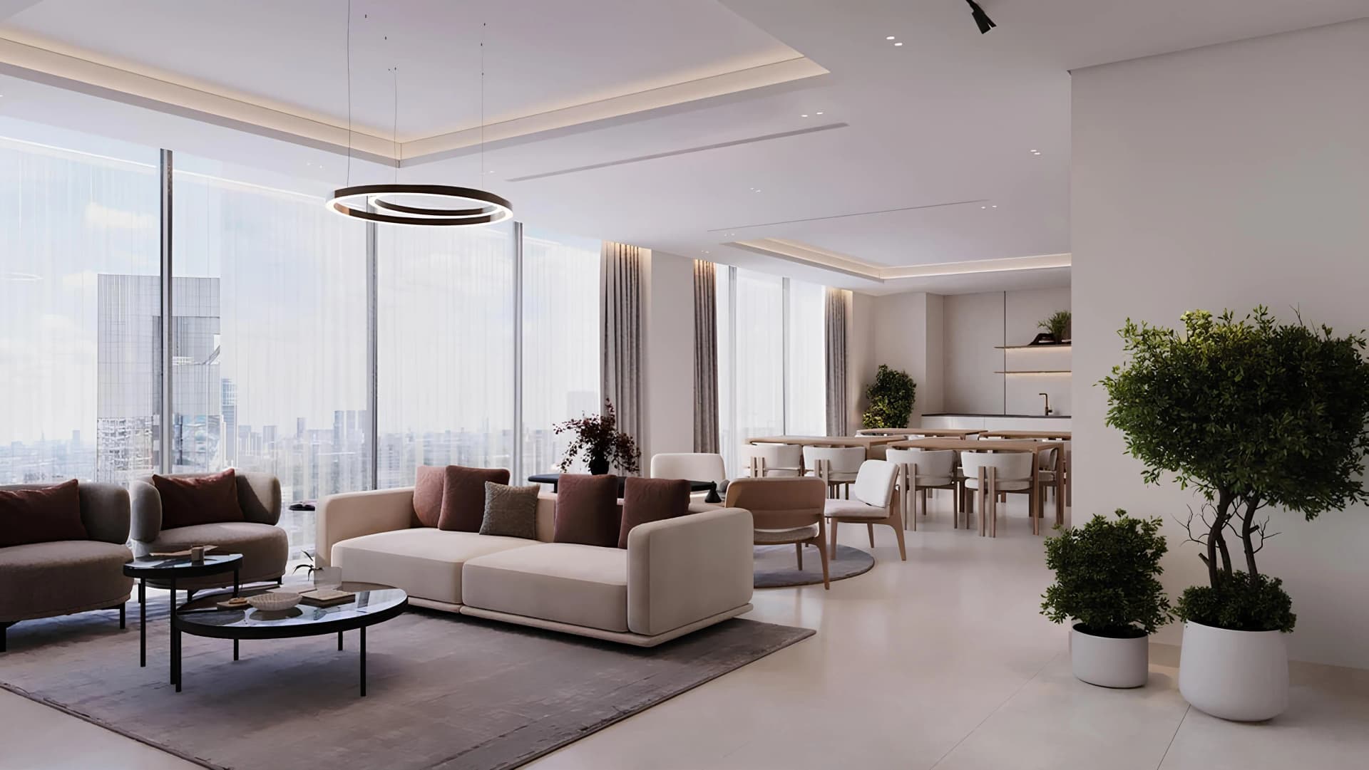 Jaddaf Beach Oasis - Living Room Interior | Azizi Developments