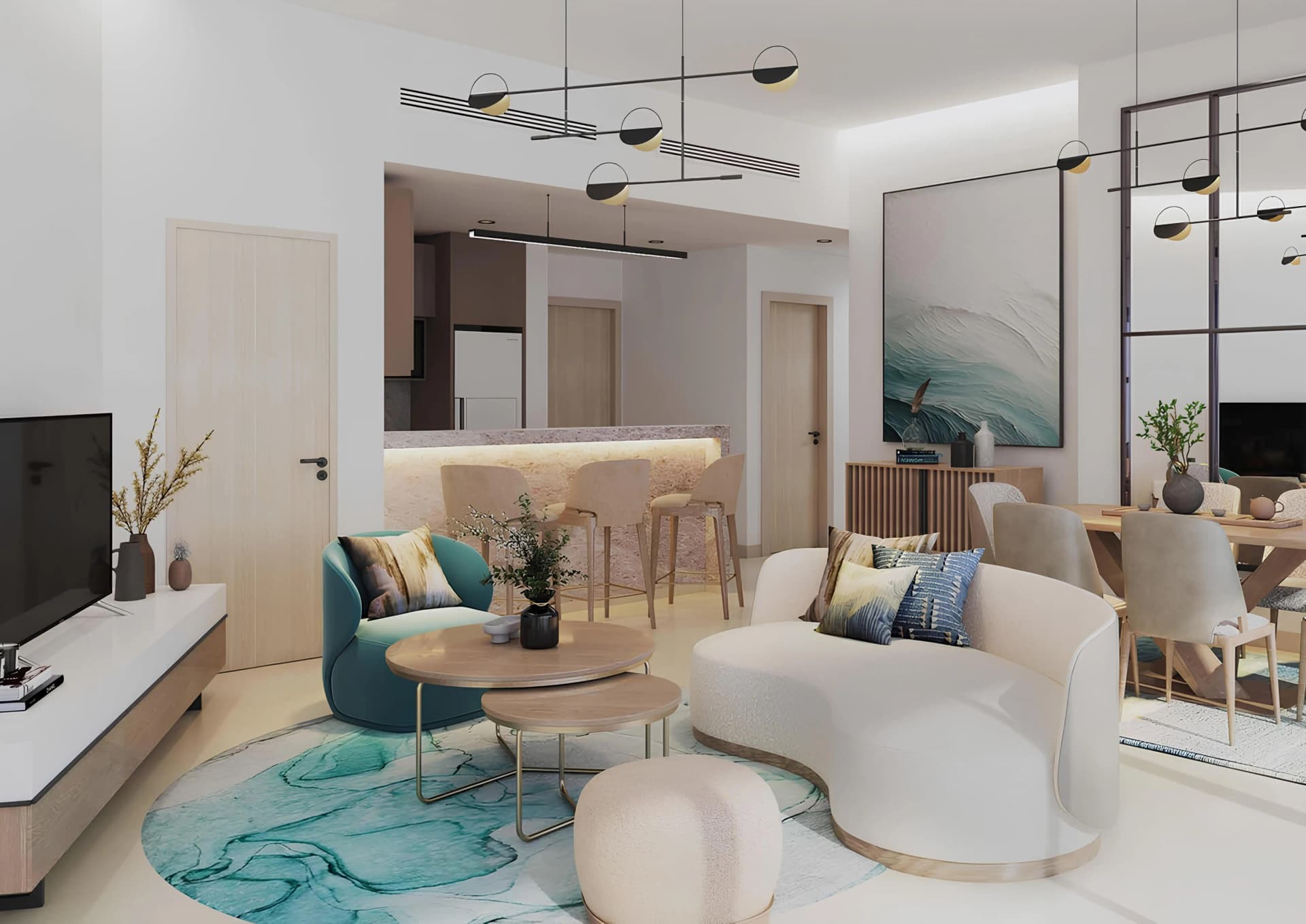 Damac District Tower B - Living Room Interior | DAMAC Properties