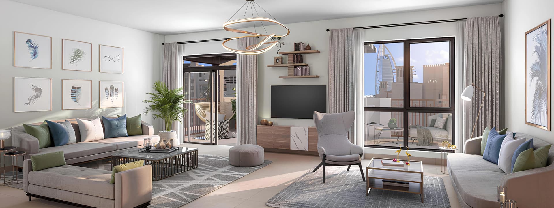 Al Jazi - Living Room Interior | Meraas Developer
