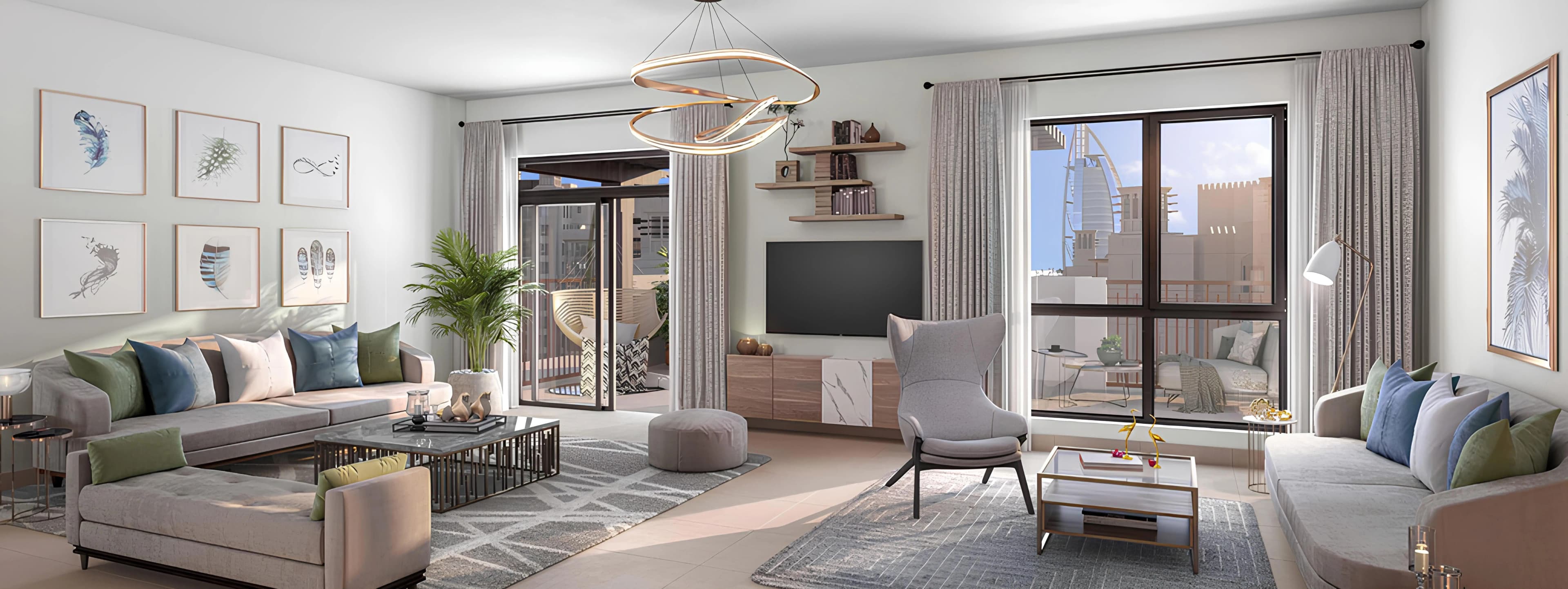 Al Jazi - Living Room Interior | Meraas Developer