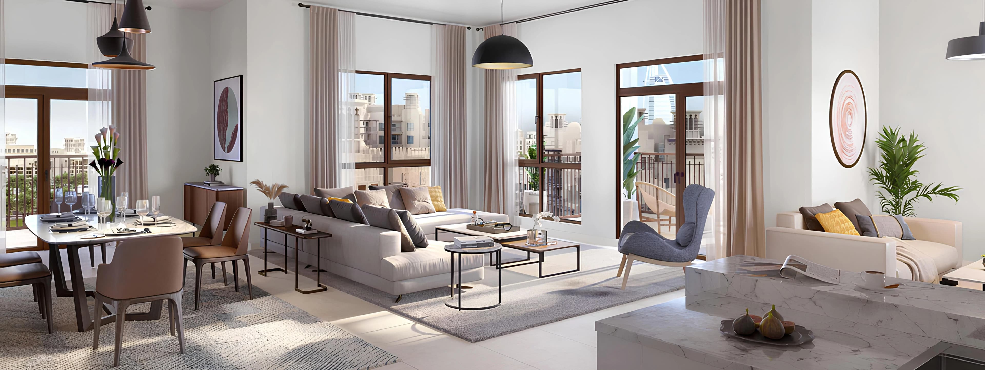 Al Jazi - Living Room Interior | Meraas Developer