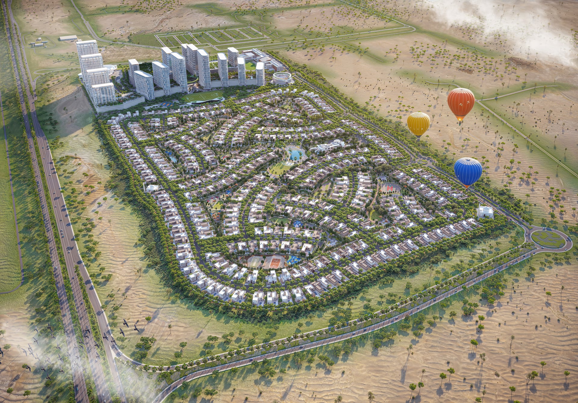 Aerial rendering of Sobha Elwood community